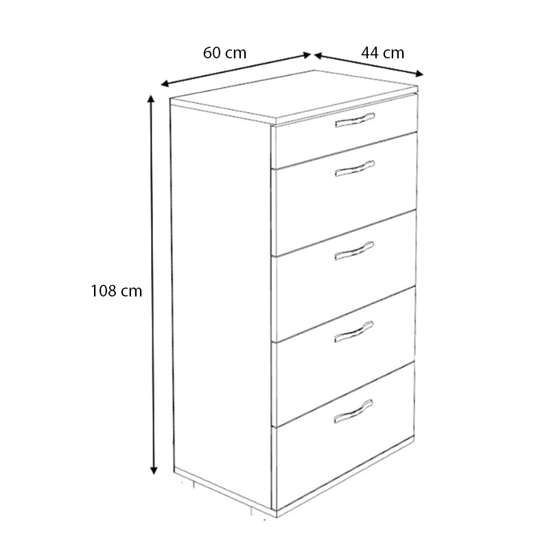 Συρταριέρα Helia Megapap χρώμα καρυδί 60x44x108εκ.