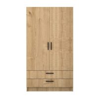 Ντουλάπα ρούχων Victoria Megapap δίφυλλη με συρτάρια χρώμα φυσικό οξιάς 100x60x181εκ.