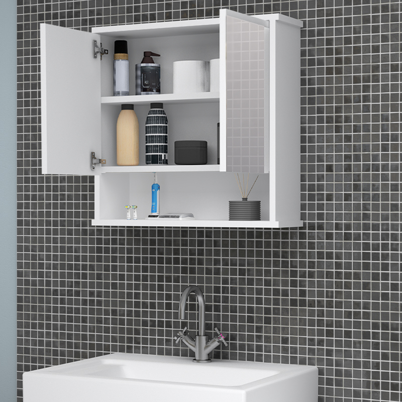 GP028-01261-2 Καθρέπτης μπάνιου Delo Μegapap χρώμα λευκό 62x17,5x60εκ.