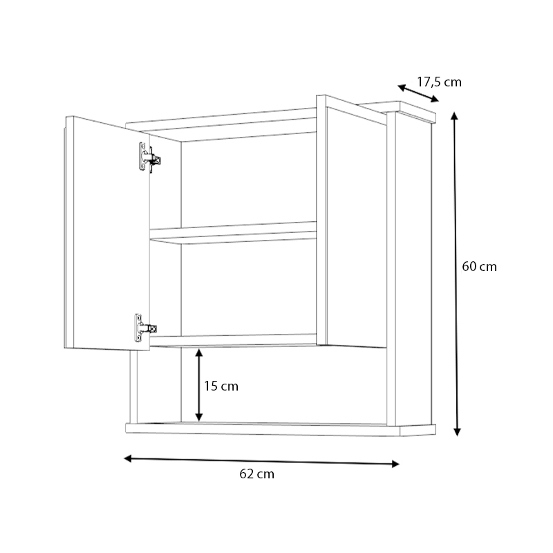 GP028-01261-3 Καθρέπτης μπάνιου Delo Μegapap χρώμα λευκό 62x17,5x60εκ.