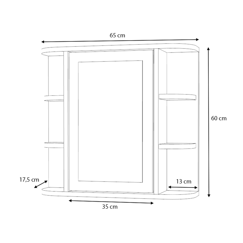 GP028-01271-3 Καθρέπτης μπάνιου Diro Μegapap χρώμα λευκό 65x17,5x60εκ.