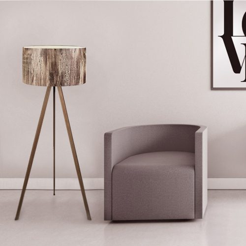 GP029-000114-1 Φωτιστικό δαπέδου Rosling Megapap Mdf/ύφασμα Pvc χρώμα καρυδί/καφέ 38x21x140εκ.