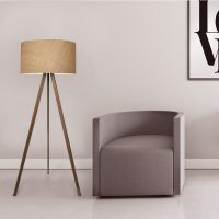 Φωτιστικό δαπέδου Rosling Megapap Mdf/ύφασμα Pvc χρώμα καρυδί/φυσικό 38x38x140εκ.