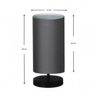 Φωτιστικό επιτραπέζιο Winkler Megapap ύφασμα/ξύλο/μέταλλο χρώμα ανθρακί/μαύρο 15x24x30εκ.