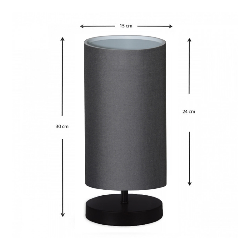 Φωτιστικό επιτραπέζιο Winkler Megapap ύφασμα/ξύλο/μέταλλο χρώμα ανθρακί/μαύρο 15x24x30εκ.