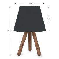 Φωτιστικό επιτραπέζιο Lander Megapap ύφασμα Pvc/ξύλο χρώμα μαύρο/καφέ 22x17x32εκ.