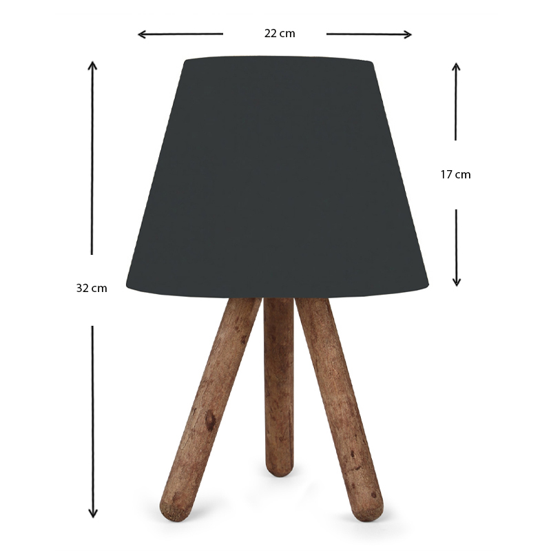 Φωτιστικό επιτραπέζιο Lander Megapap ύφασμα Pvc/ξύλο χρώμα μαύρο/καφέ 22x17x32εκ.