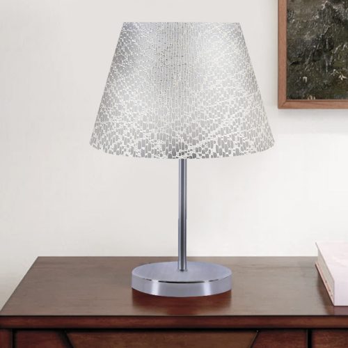 Φωτιστικό επιτραπέζιο Jules Megapap ύφασμα Pvc χρώμα λευκό/ασημί 22x17x37εκ.