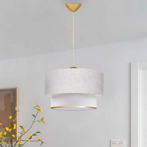 GP029-00502-1 Φωτιστικό οροφής Barnhart Megapap υφασμάτινο μονόφωτο χρώμα λευκό/χρυσό 30x20x70εκ.