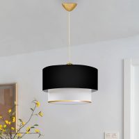 Φωτιστικό οροφής Barnhart Megapap υφασμάτινο μονόφωτο χρώμα μαύρο/χρυσό 30x20x70εκ.