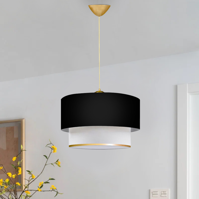 Φωτιστικό οροφής Barnhart Megapap υφασμάτινο μονόφωτο χρώμα μαύρο/χρυσό 30x20x70εκ.