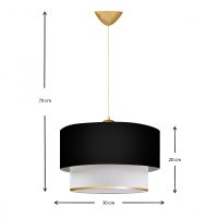 Φωτιστικό οροφής Barnhart Megapap υφασμάτινο μονόφωτο χρώμα μαύρο/χρυσό 30x20x70εκ.