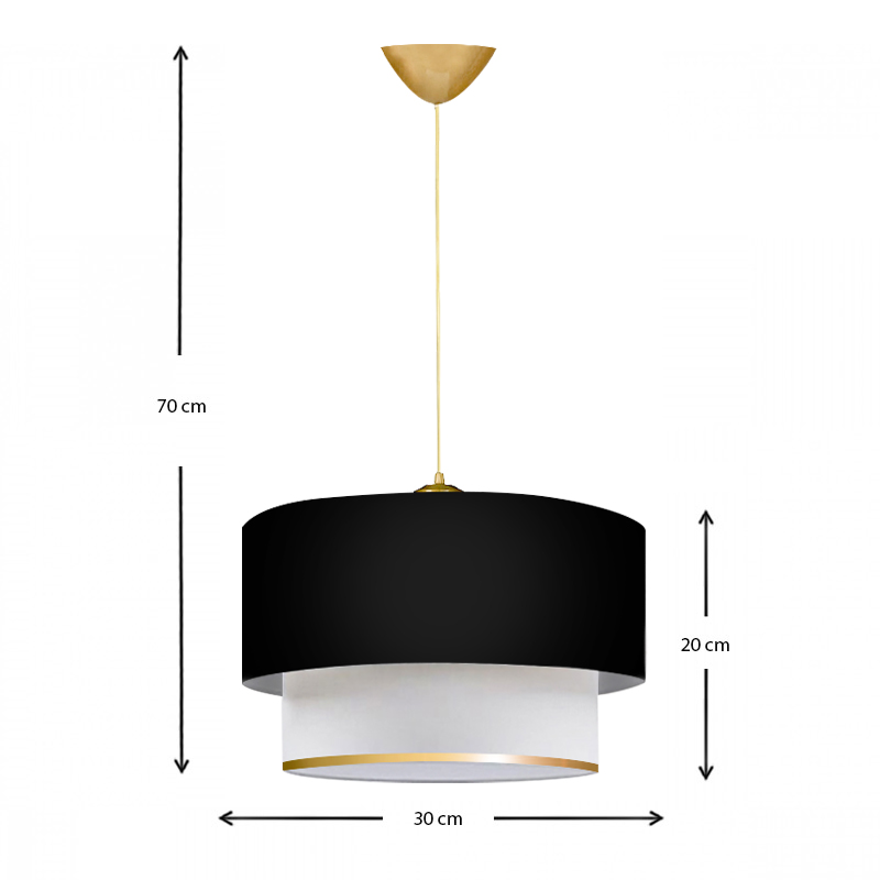 Φωτιστικό οροφής Barnhart Megapap υφασμάτινο μονόφωτο χρώμα μαύρο/χρυσό 30x20x70εκ.