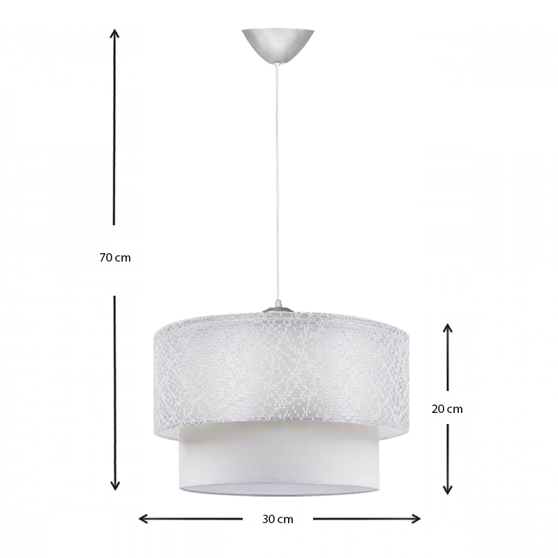 Φωτιστικό οροφής Barnhart Megapap υφασμάτινο μονόφωτο χρώμα λευκό 30x30x70εκ.