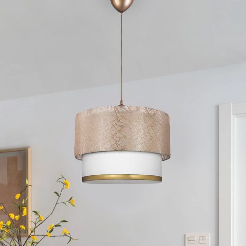 GP029-00505-1 Φωτιστικό οροφής Barnhart Megapap υφασμάτινο μονόφωτο χρώμα χρυσό/κρεμ 30x20x70εκ.