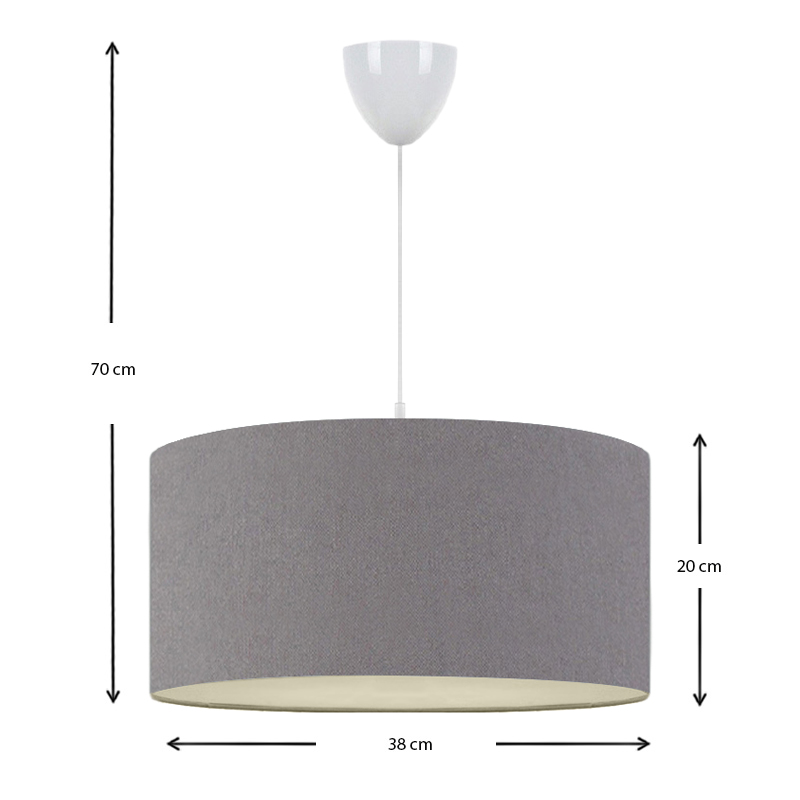 Φωτιστικό οροφής Monahan Megapap υφασμάτινο μονόφωτο χρώμα γκρι 38x20x70εκ.
