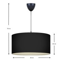 Φωτιστικό οροφής Monahan Megapap υφασμάτινο μονόφωτο χρώμα μαύρο 38x21x70εκ.