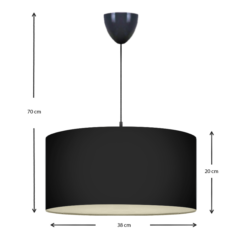 Φωτιστικό οροφής Monahan Megapap υφασμάτινο μονόφωτο χρώμα μαύρο 38x21x70εκ.