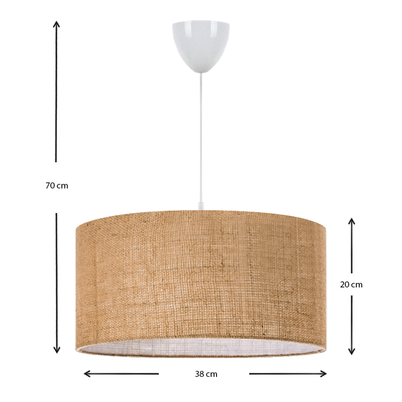 Φωτιστικό οροφής Monahan Megapap E27 γιούτα μονόφωτο χρώμα μπεζ 38x21x70εκ.