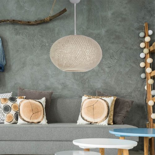 GP029-00572-1 Φωτιστικό οροφής Gibson Megapap από σχοινί μονόφωτο χρώμα μπεζ 40x21x70εκ.