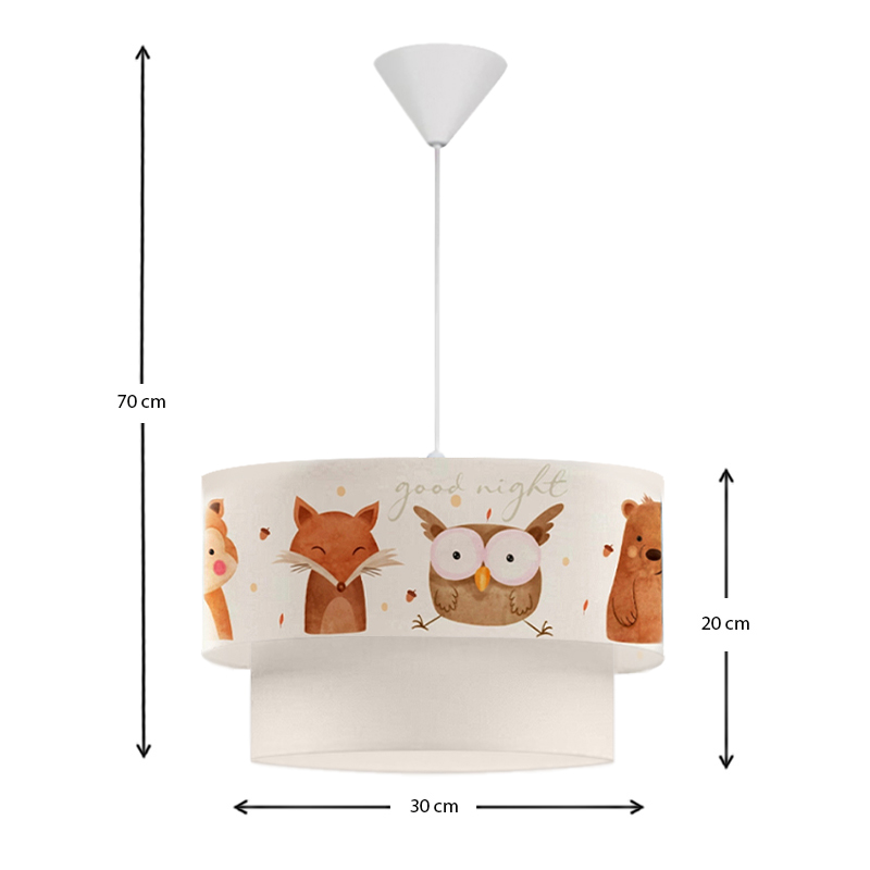 Φωτιστικό οροφής Goofy Megapap υφασμάτινο μονόφωτο με χαριτωμένα ζωάκια 30x20x70εκ.