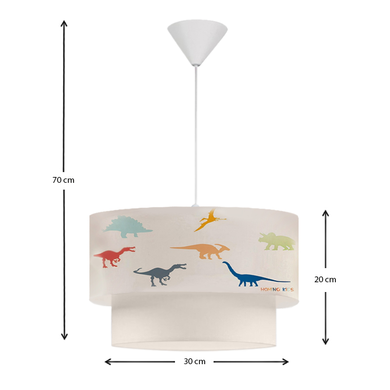 Φωτιστικό οροφής Goofy Megapap υφασμάτινο μονόφωτο με χαριτωμένα δεινοσαυράκια 30x20x70εκ.