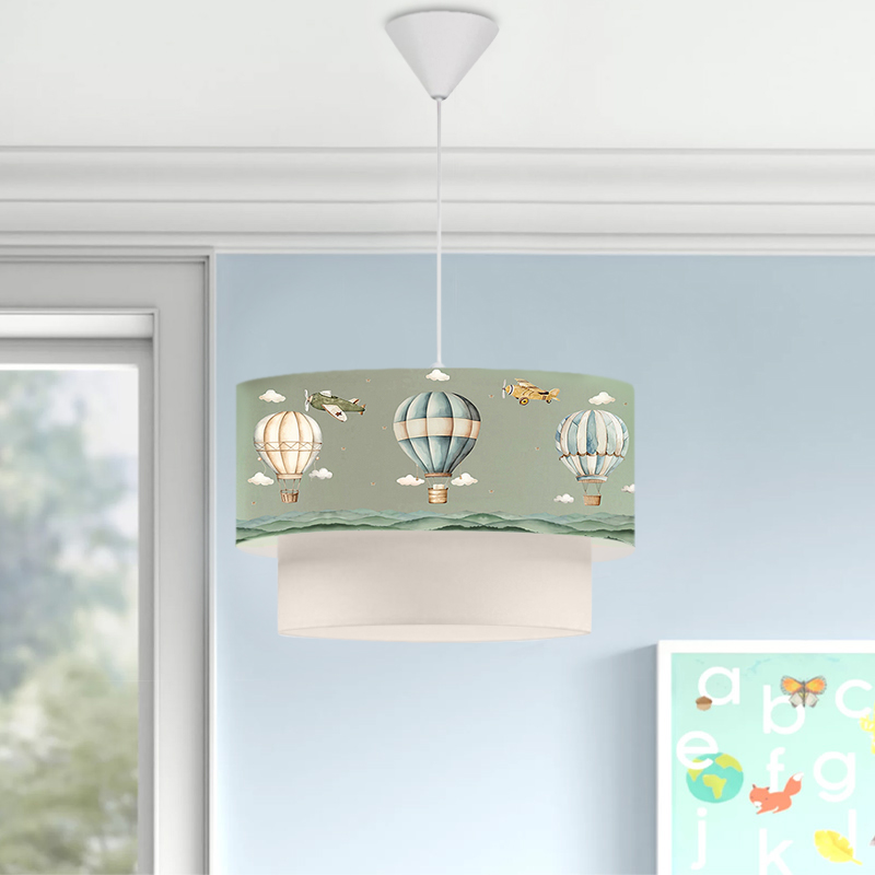 Φωτιστικό οροφής Goofy Megapap υφασμάτινο μονόφωτο με χαριτωμένα αερόστατα 30x20x70εκ.
