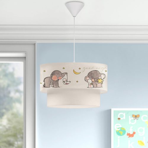 GP029-00582-1 Φωτιστικό οροφής Goofy Megapap υφασμάτινο μονόφωτο με χαρούμενα ελεφαντάκια 30x20x70εκ.