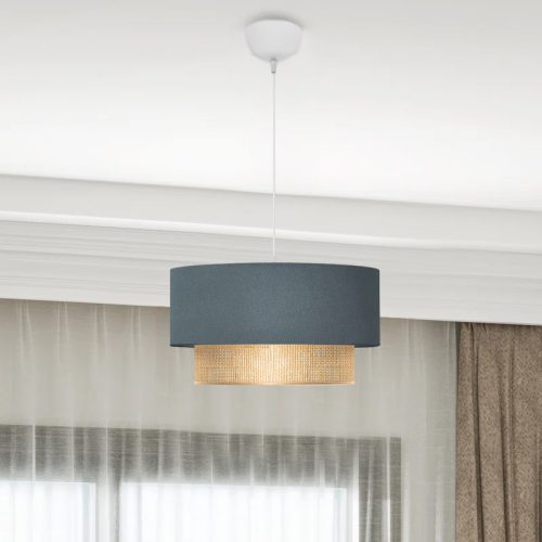 GP029-00781-1 Φωτιστικό οροφής Lucifer Megapap E27 υφασμάτινο μονόφωτο χρώμα μπλε ανθρακί 30x15x70εκ.