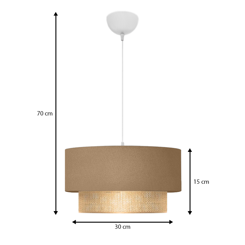 Φωτιστικό οροφής Lucifer Megapap E27 υφασμάτινο μονόφωτο χρώμα μπεζ 30x15x70εκ.