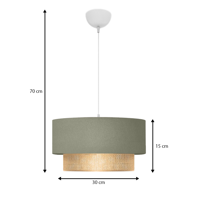 Φωτιστικό οροφής Lucifer Megapap E27 υφασμάτινο μονόφωτο χρώμα παστέλ πράσινο 30x15x70εκ.