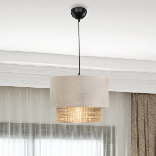 GP029-00792-1 Φωτιστικό οροφής Lucifer Megapap E27 υφασμάτινο μονόφωτο χρώμα κρεμ 30x20x70εκ.