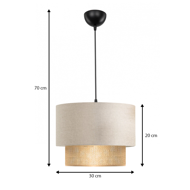 Φωτιστικό οροφής Lucifer Megapap E27 υφασμάτινο μονόφωτο χρώμα κρεμ 30x20x70εκ.