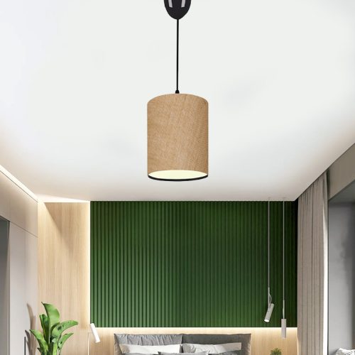 GP029-00821-1 Φωτιστικό οροφής Layla Megapap Ε27 υφασμάτινο μονόφωτο χρώμα μπεζ 19x25x70εκ.