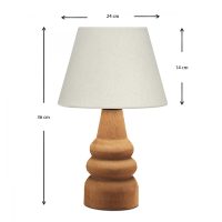 Φωτιστικό επιτραπέζιο Lary Megapap E27 υφασμάτινο - ξύλινο χρώμα κρεμ - καφέ Φ24x36εκ.