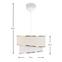 Φωτιστικό οροφής Fanny Megapap E27 υφασμάτινο μονόφωτο χρώμα λευκό - χρυσό Φ30x70εκ.