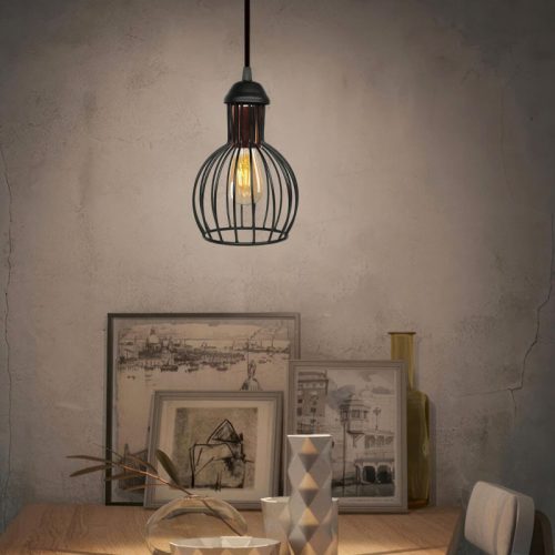 GP029-01181-1 Φωτιστικό οροφής Manolia Megapap E27 μεταλλικό μονόφωτο χρώμα μαύρο Φ15x100εκ.