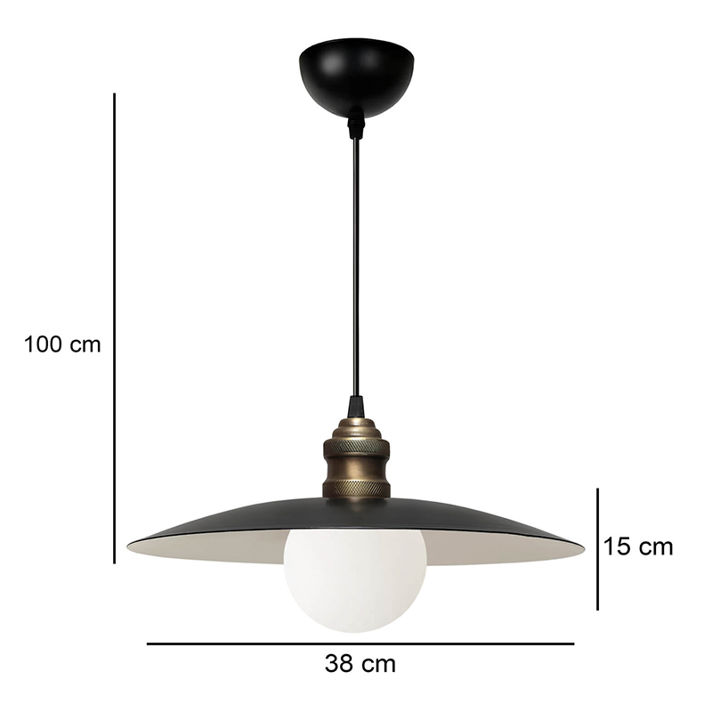 Φωτιστικό οροφής Amara Megapap E27 μεταλλικό μονόφωτο χρώμα μαύρο Ø38x100εκ.