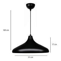 Φωτιστικό οροφής Lela Megapap E27 μεταλλικό μονόφωτο χρώμα μαύρο Ø31x100εκ.