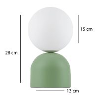 Φωτιστικό επιτραπέζιο Albus Megapap E14 μεταλλικό - γυάλινο χρώμα πράσινο - λευκό Ø13x28εκ.