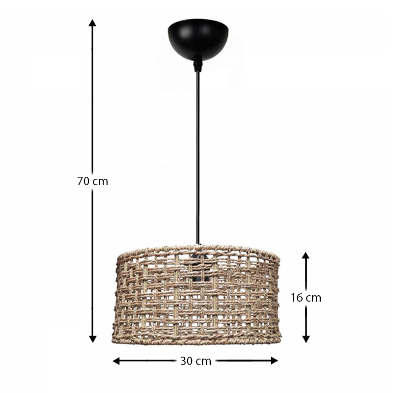 Φωτιστικό οροφής Montela Megapap E27 από σχοινί μονόφωτο χρώμα φυσικό Ø30x70εκ.