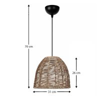 Φωτιστικό οροφής Cascais Megapap E27 από σχοινί μονόφωτο χρώμα φυσικό Ø31x70εκ.