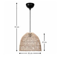 Φωτιστικό οροφής Miota Megapap E27 από μπαμπού μονόφωτο χρώμα φυσικό Ø30x70εκ.