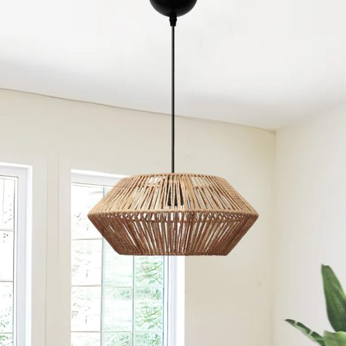 GP029-01571-1 Φωτιστικό οροφής Castel Megapap E27 από σχοινί μονόφωτο χρώμα φυσικό Ø32x70εκ.