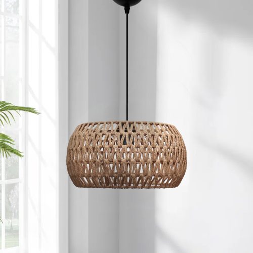 Φωτιστικό οροφής Miranda Megapap E27 από σχοινί μονόφωτο χρώμα φυσικό Ø30x70εκ.