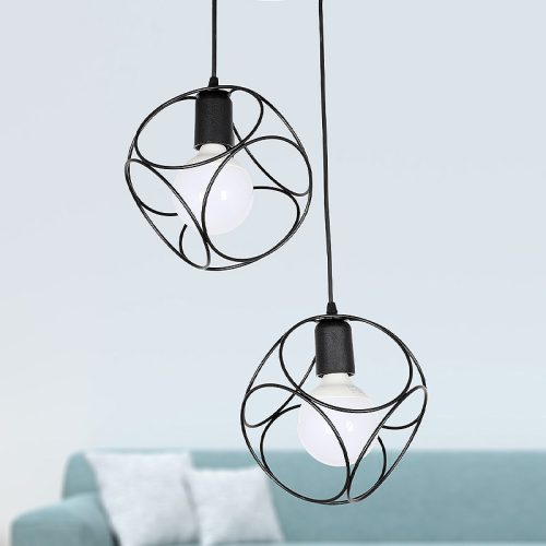 GP030-00081-1 Φωτιστικό οροφής Lusita Megapap E27 μεταλλικό δίφωτο χρώμα μαύρο 35x35x70εκ.