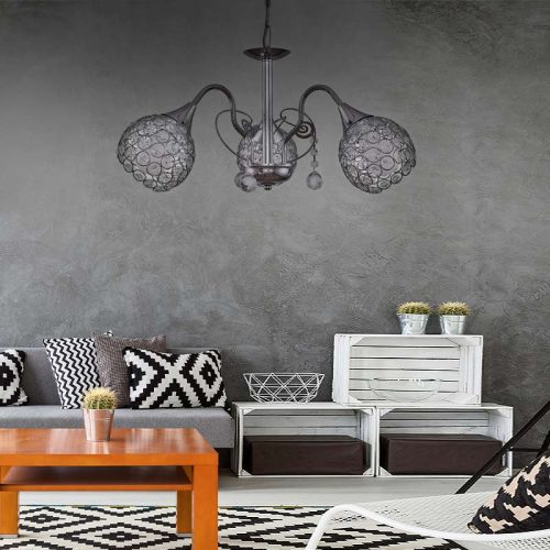 GP030-00191-1 Φωτιστικό οροφής Dagobert Megapap E27 μεταλλικό τρίφωτο χρώμα ασημί 53x53x61εκ.