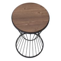 Τραπεζάκι βοηθητικό Hoffman Megapap μεταλλικό - Mdf χρώμα μαύρο - καρυδί 35x35x58εκ.