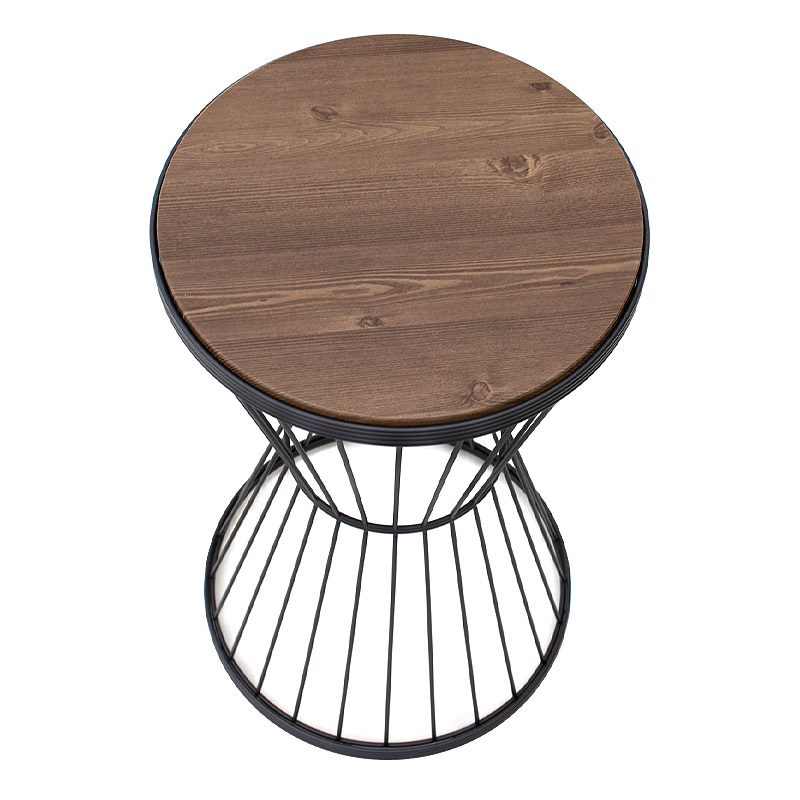 Τραπεζάκι βοηθητικό Hoffman Megapap μεταλλικό - Mdf χρώμα μαύρο - καρυδί 35x35x58εκ.