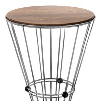 Τραπεζάκι βοηθητικό Girene Megapap μεταλλικό - Mdf χρώμα ασημί - καρυδί 32x32x58εκ.